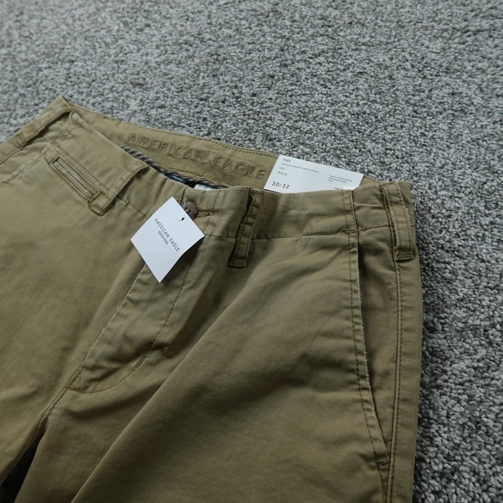 NEW American Eagle Pants Mens 30X32 Beige Brown Tan Khaki Chino Straight Stretch